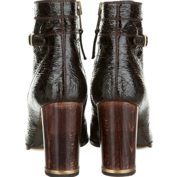 Stella McCartney Dark Brown Textured Heeled Boots - Picture 5 of 9